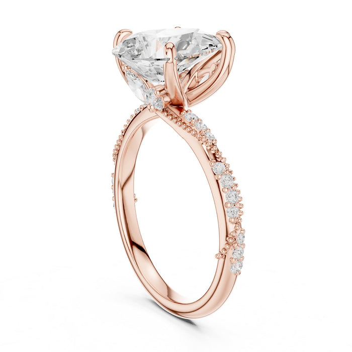 Pear Lab Grown Diamond Pave Engagement Ring rose gold video