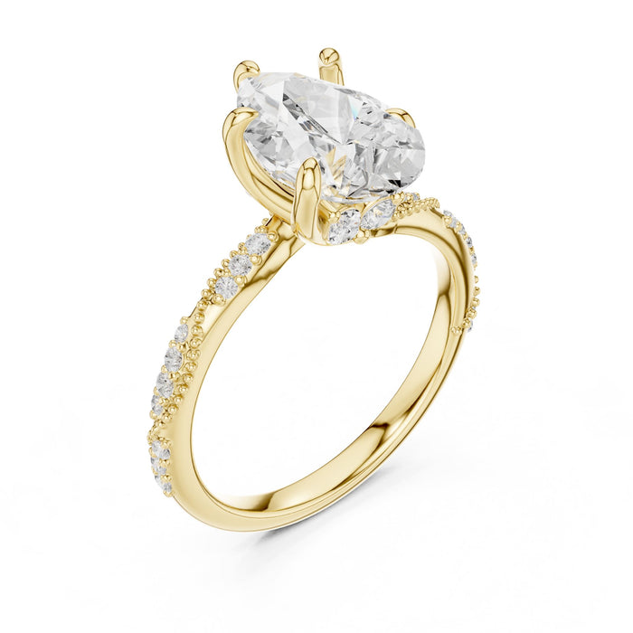 Pear Lab Grown Diamond Pave Engagement Ring yellow gold video