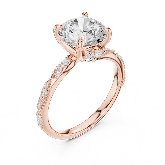 Round Lab Grown Diamond Side-Stone Engagement Ring rose gold video