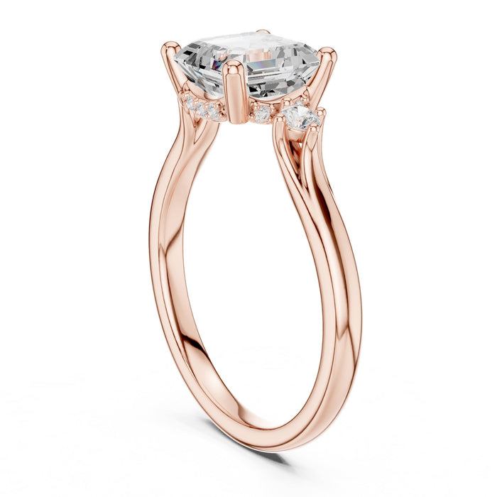 Asscher Lab Grown Diamond Side-Stone Engagement Ring yellow gold video