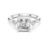Asscher Lab Grown Diamond Side-Stone Engagement Ring