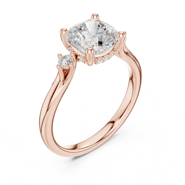 Cushion  Lab Grown Diamond Side-Stone Engagement Ring rose gold video