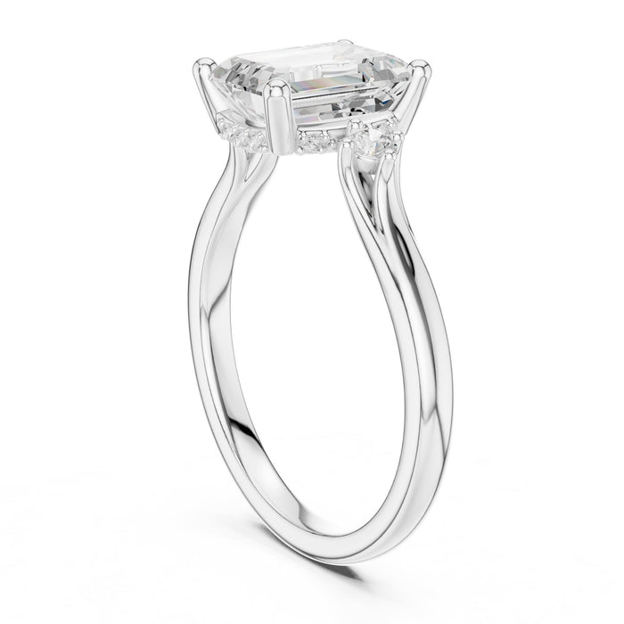 Emerald Lab Grown Diamond Side-Stone Engagement Ring yellow gold video