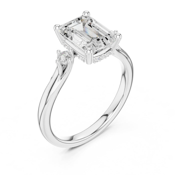 Emerald Lab Grown Diamond Side-Stone Engagement Ring rose gold video