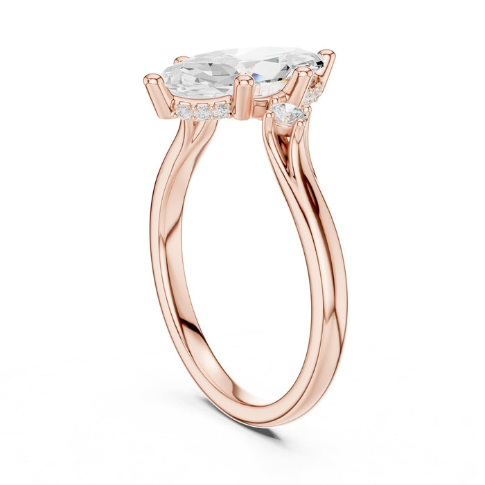 Marquise Lab Grown Diamond Side-Stone Engagement Ring yellow gold video