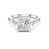 Princess Lab Grown Diamond Side-Stone Engagement Ring