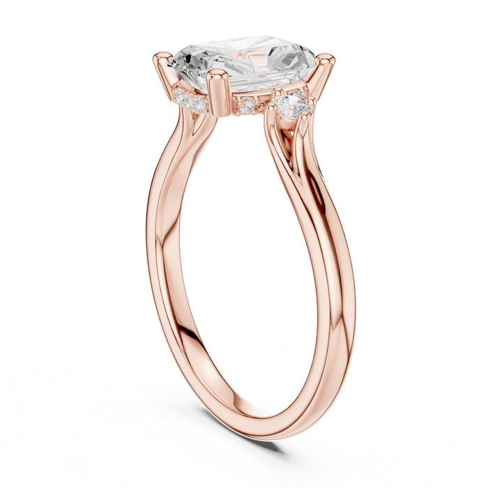 Radiant Lab Grown Diamond Side-Stone Engagement Ring yellow gold video