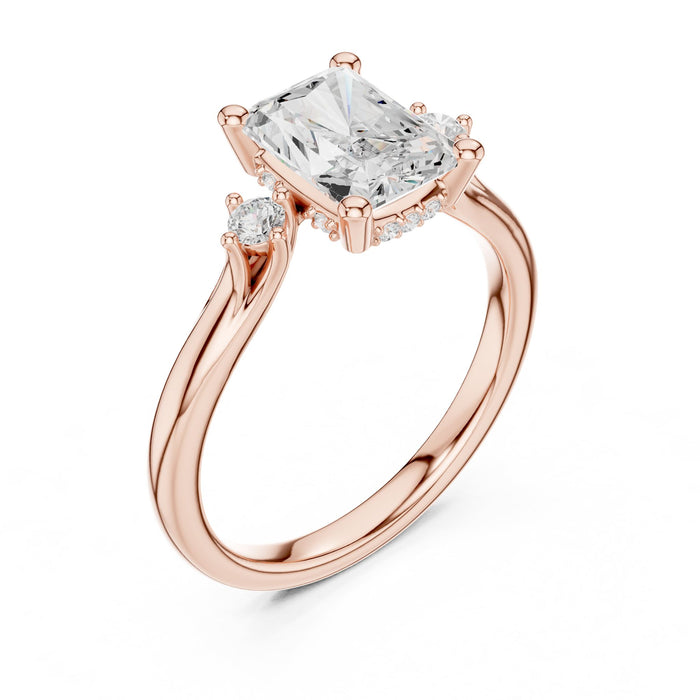 Radiant Lab Grown Diamond Side-Stone Engagement Ring rose gold video