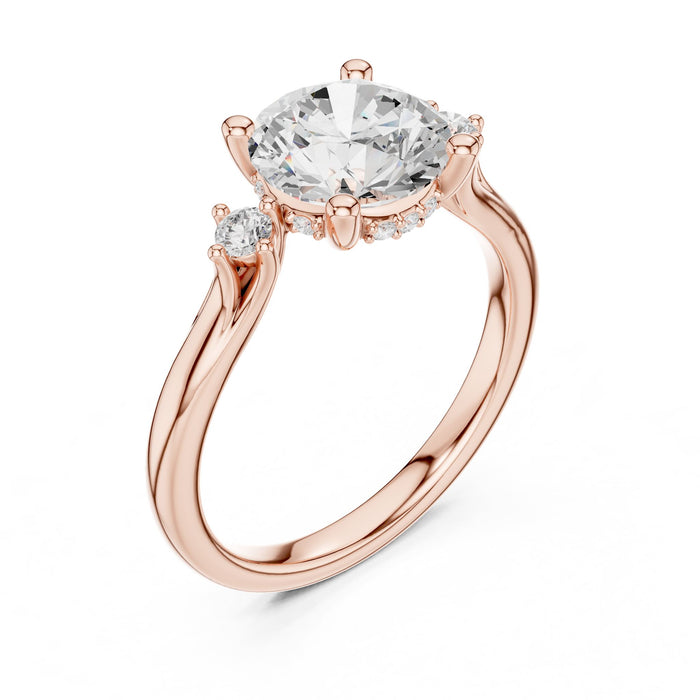 Round Lab Grown Diamond Side-Stone Engagement Ring rose gold video