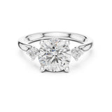 Round Lab Grown Diamond Side-Stone Engagement Ring
