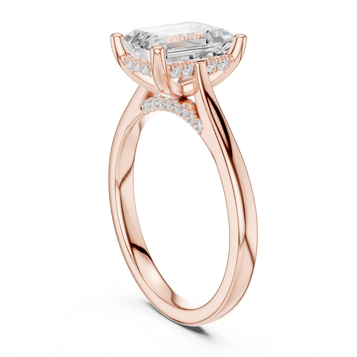 Emerald Lab Grown Diamond Hidden-Halo Engagement Ring yellow gold video