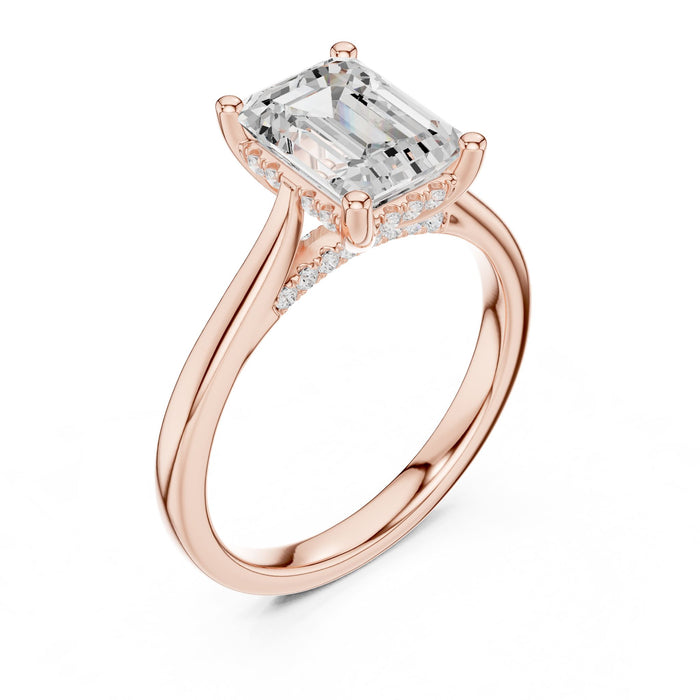 Emerald Lab Grown Diamond Hidden-Halo Engagement Ring rose gold video