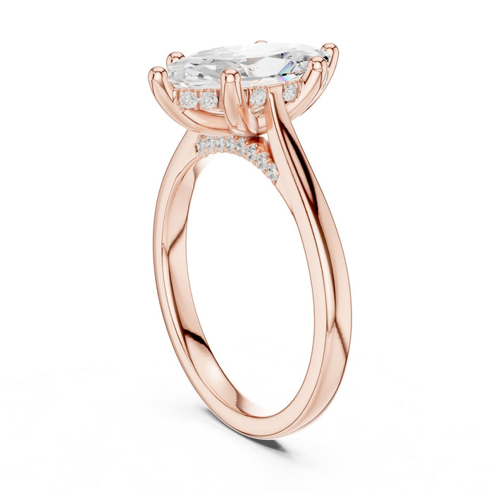Marquise Lab Grown Diamond Side-Stone Engagement Ring yellow gold video