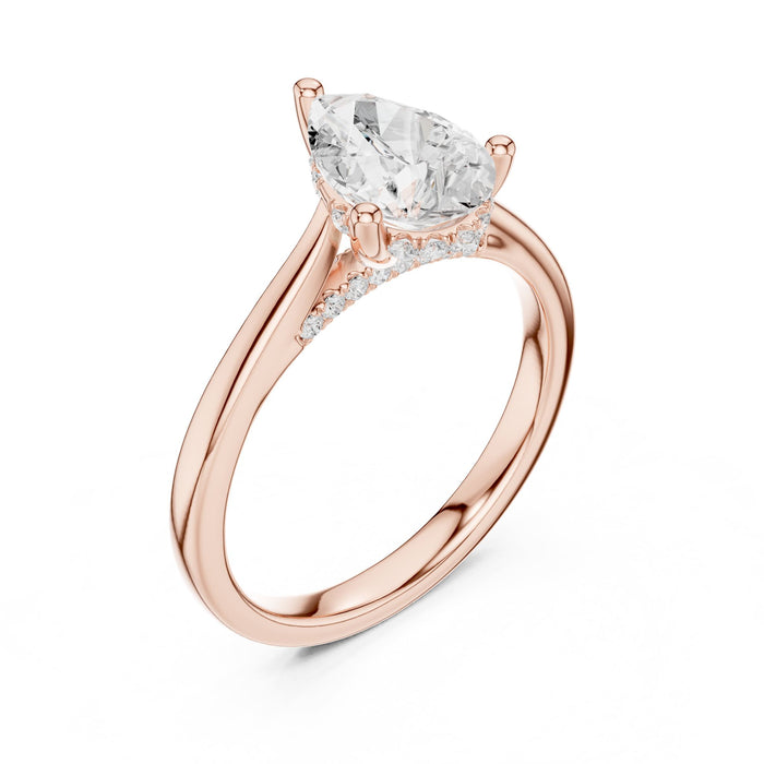 Pear Lab Grown Diamond Side-Stone Engagement Ring rose gold video