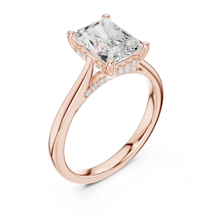 Emerald Lab Grown Diamond Hidden-Halo Engagement Ring rose gold video