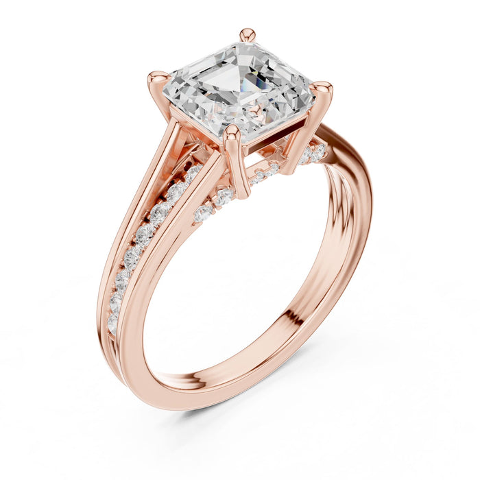 Asscher Lab Grown Diamond Side-Stone Engagement Ring rose gold video