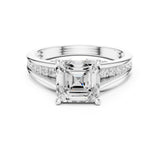 Asscher Lab Grown Diamond Side-Stone Engagement Ring