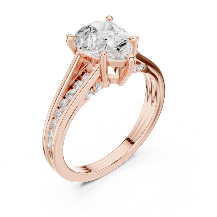 Pear Lab Grown Diamond Side-Stone Engagement Ring rose gold video