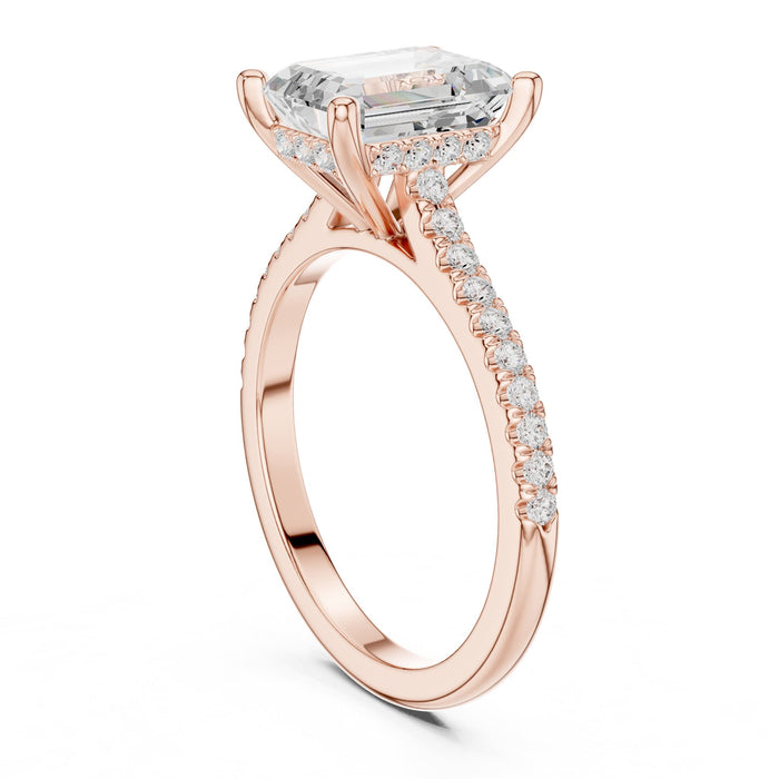 Emerald Lab Grown Diamond Pave Engagement Ring yellow gold video