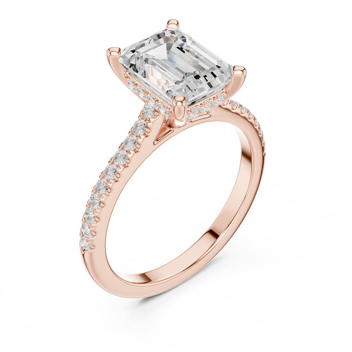 Emerald Lab Grown Diamond Pave Engagement Ring rose gold video