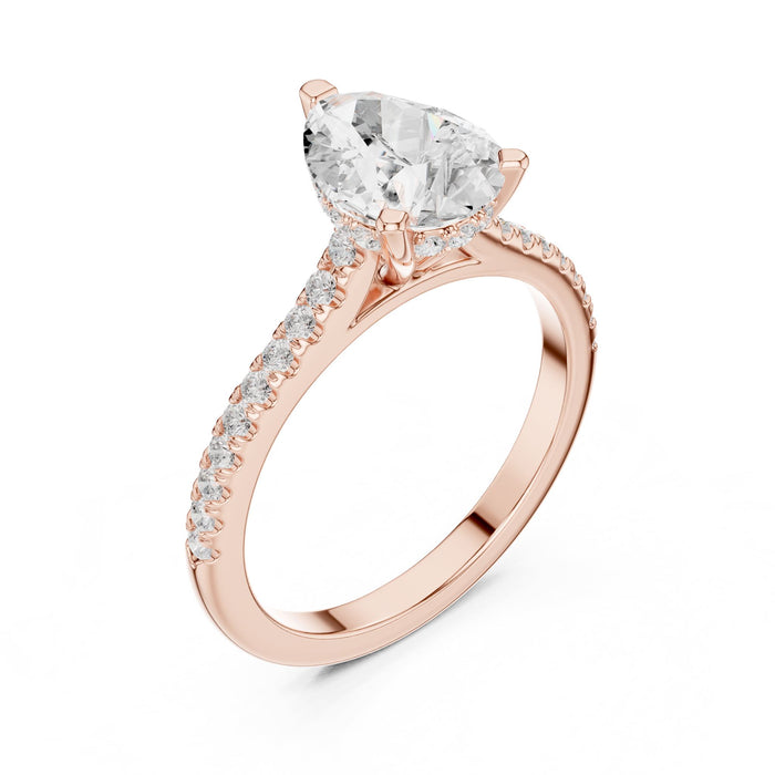 Pear Lab Grown Diamond Pave Engagement Ring rose gold video