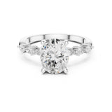 Oval Lab Grown Diamond Side-Stone Engagement Ring