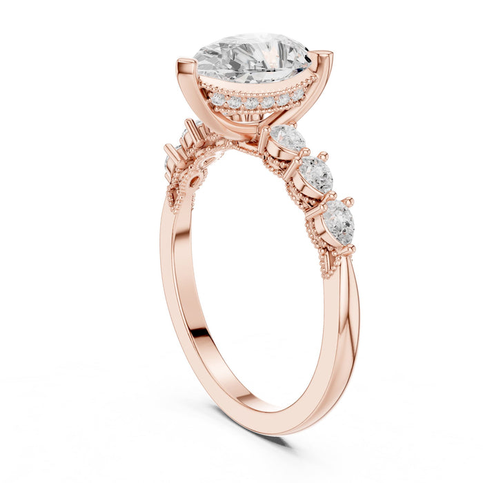 Pear Lab Grown Diamond Side-Stone Engagement Ring yellow gold video