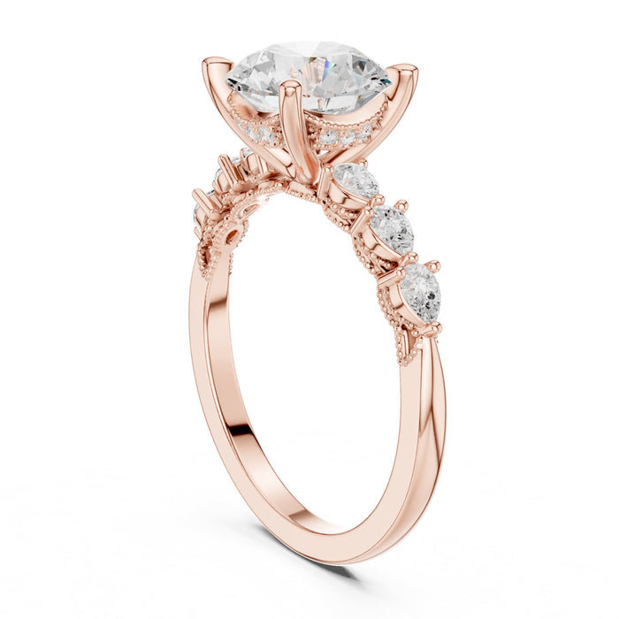 Round Lab Grown Diamond Side-Stone Engagement Ring yellow gold video