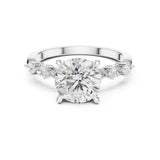 Round Lab Grown Diamond Side-Stone Engagement Ring