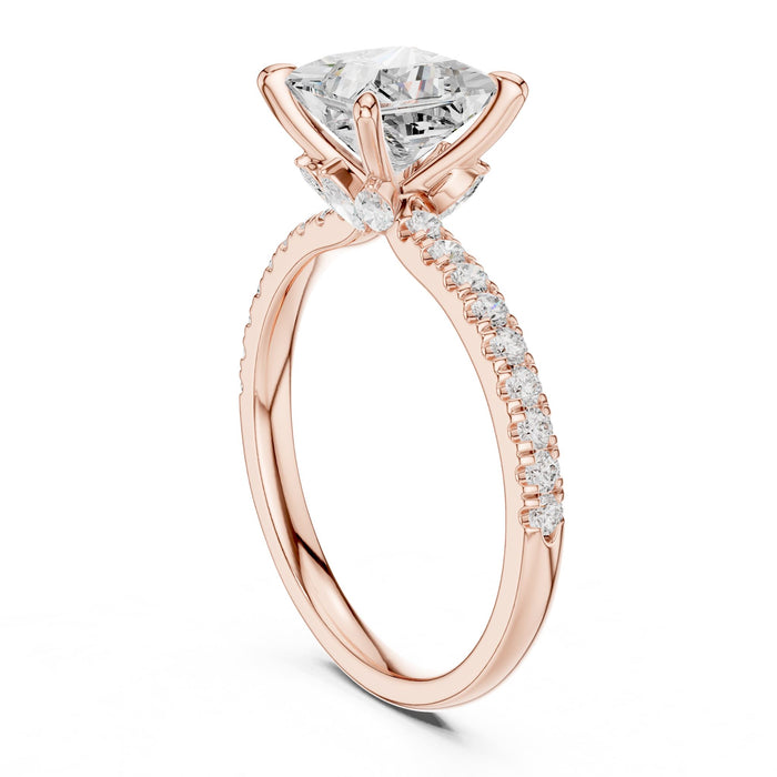 Princess Lab Grown Diamond Side-Stone Engagement Ring yellow gold video