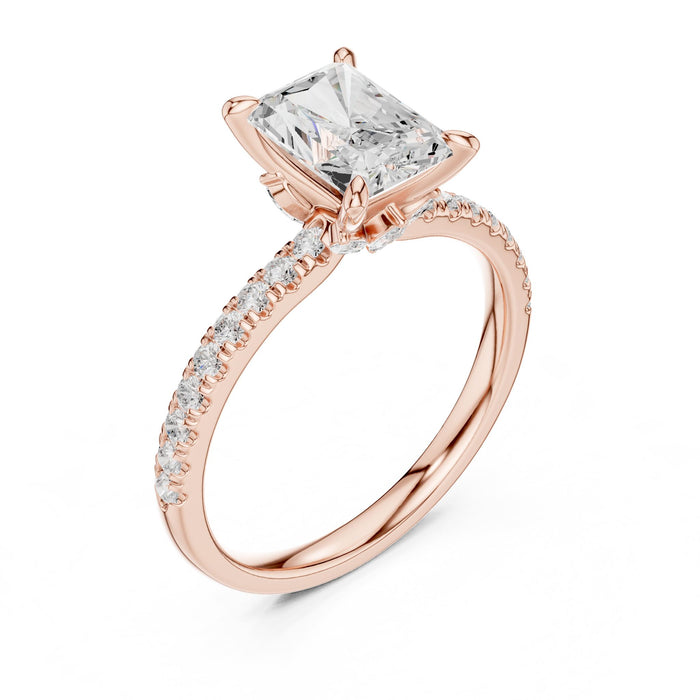 Radiant Lab Grown Diamond Side-Stone Engagement Ring rose gold video
