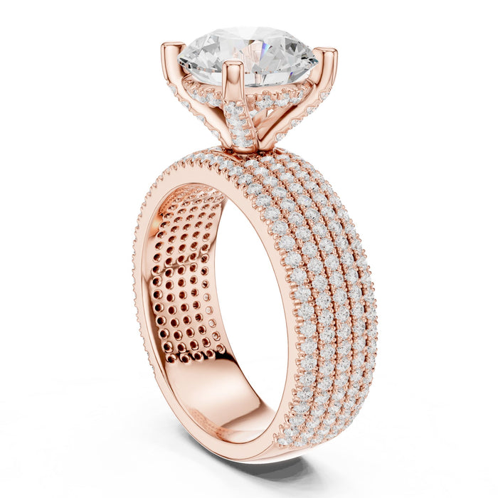Round Lab Grown Diamond Pave Engagement Ring yellow gold video