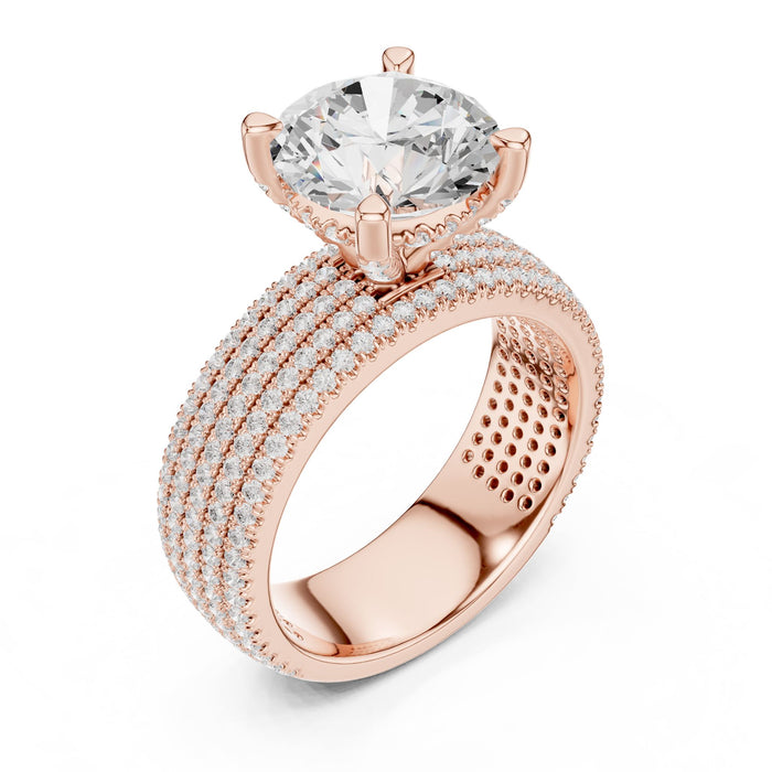 Round Lab Grown Diamond Pave Engagement Ring rose gold video