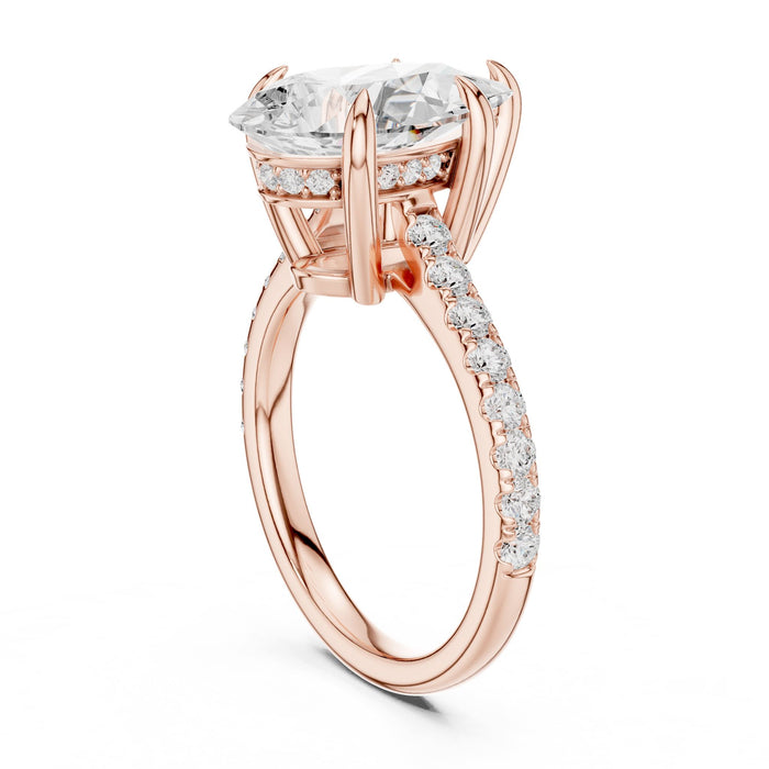 Pear Lab Grown Diamond Pave Engagement Ring yellow gold video