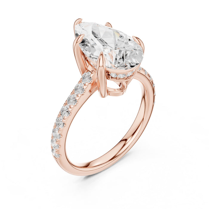 Pear Lab Grown Diamond Pave Engagement Ring rose gold video