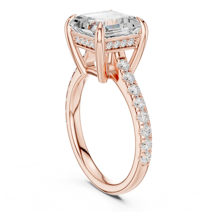 Princess Lab Grown Diamond Side-Stone Engagement Ring yellow gold video
