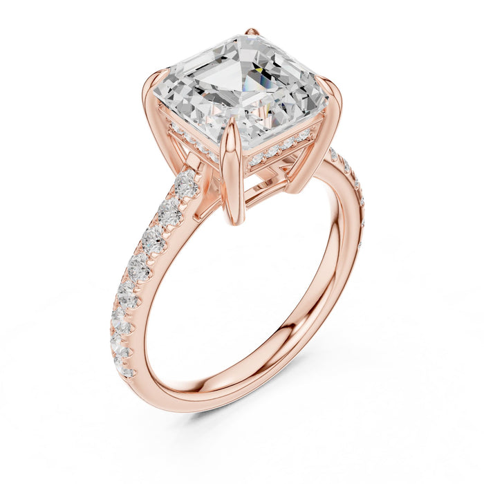 Princess Lab Grown Diamond Side-Stone Engagement Ring rose gold video