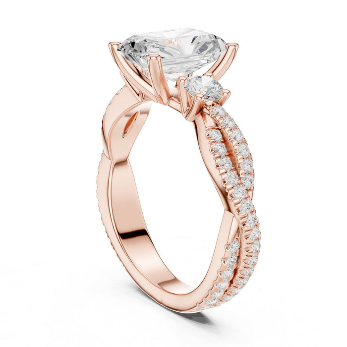 Radiant Lab Grown Diamond Side-Stone Engagement Ring yellow gold video