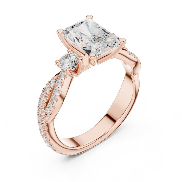 Radiant Lab Grown Diamond Side-Stone Engagement Ring rose gold video