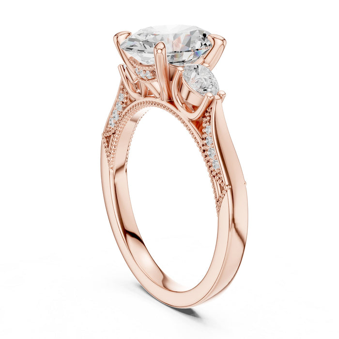 Oval Lab Grown Diamond Three-Stone Engagement Ring yellow gold video