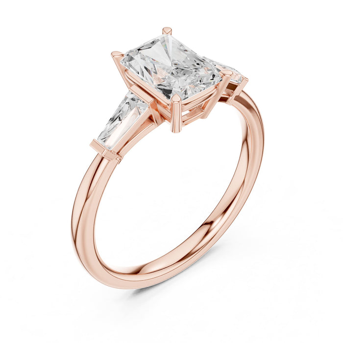 Emerald Lab Grown Diamond Three-Stone Engagement Ring rose gold video