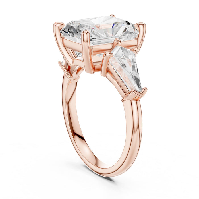 Radiant Lab Grown Diamond Three-Stone Engagement Ring yellow gold video