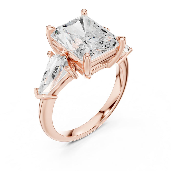 Radiant Lab Grown Diamond Three-Stone Engagement Ring rose gold video