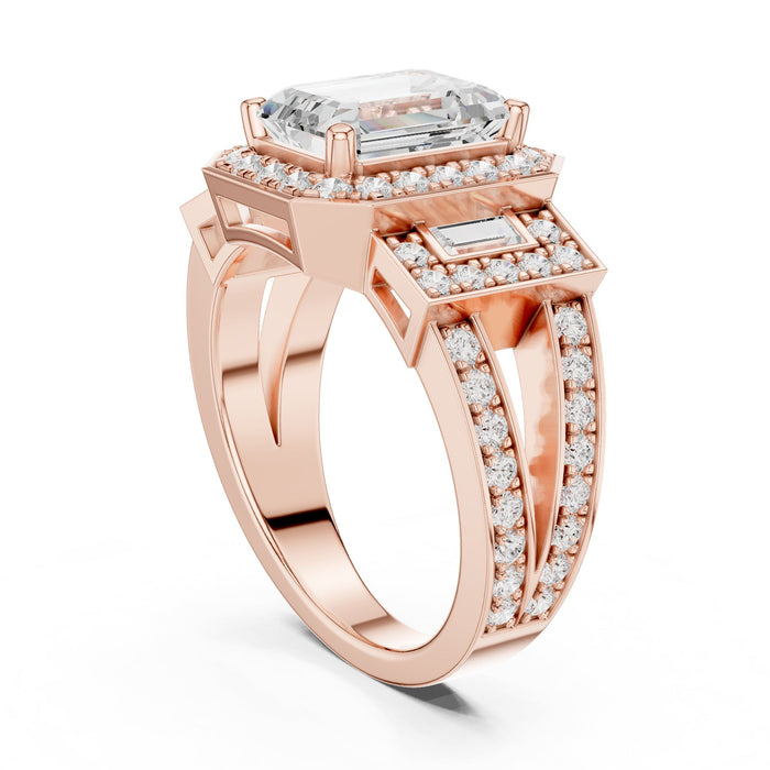 Emerald Lab Grown Diamond Halo Engagement Ring yellow gold video