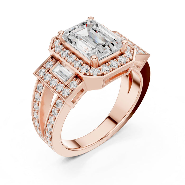 Emerald Lab Grown Diamond Halo Engagement Ring rose gold video