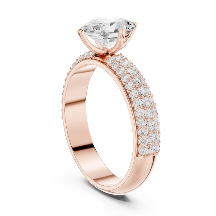 Oval Lab Grown Diamond Pave Engagement Ring yellow gold video