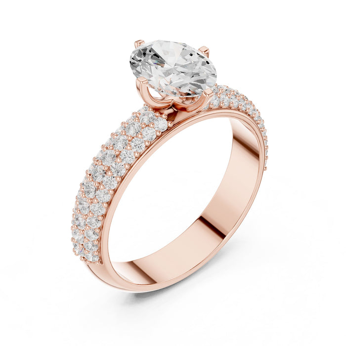 Oval Lab Grown Diamond Pave Engagement Ring rose gold video