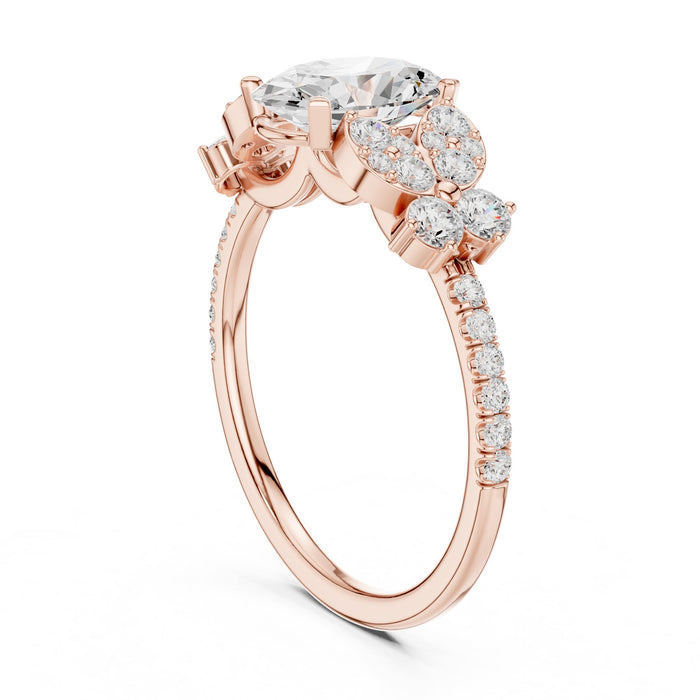 Oval Lab Grown Diamond Side-Stone Engagement Ring yellow gold video
