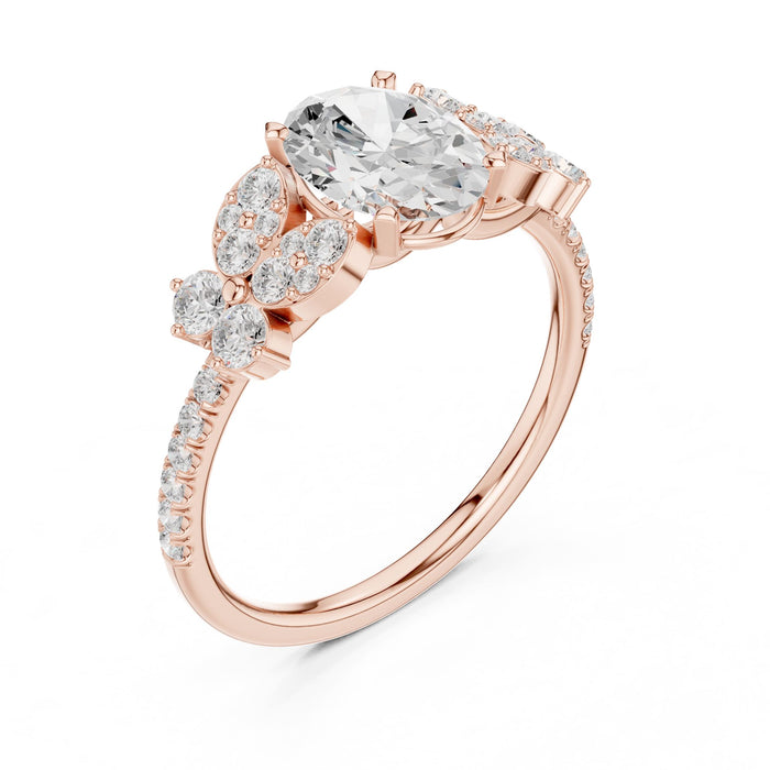 Oval Lab Grown Diamond Side-Stone Engagement Ring rose gold video