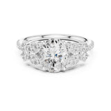 Oval Lab Grown Diamond Side-Stone Engagement Ring